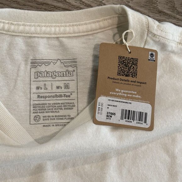 Patagonia Fitz Roy Icon Responsibili-Tee Mens Medium Shirt Birch White 37665 NWT - Picture 3 of 6